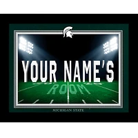 Black Michigan State Spartans 12'' x 16'' Personalized Framed Field Spotlight Print