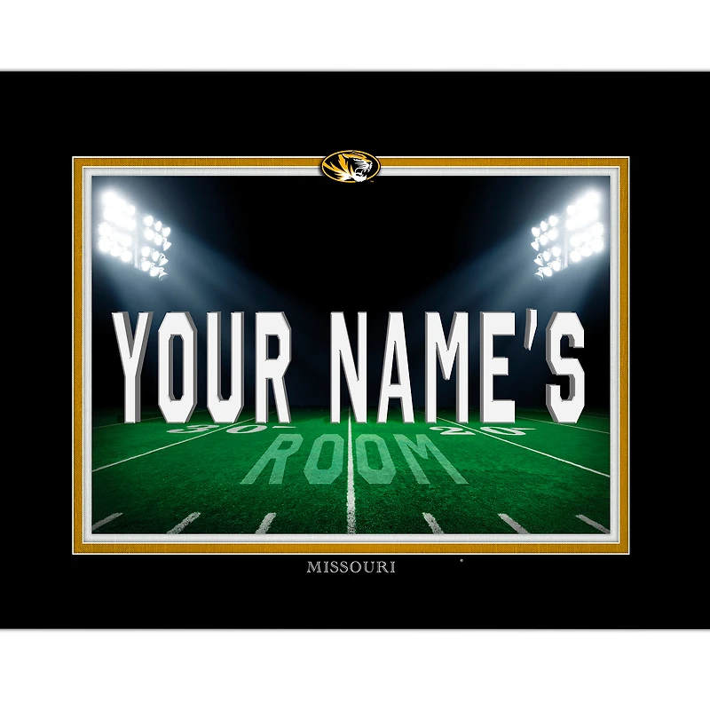 Black Missouri Tigers 12'' x 16'' Personalized Framed Field Spotlight Print