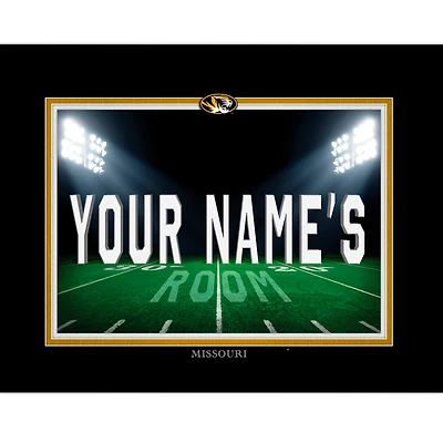 Black Missouri Tigers 12'' x 16'' Personalized Framed Field Spotlight Print