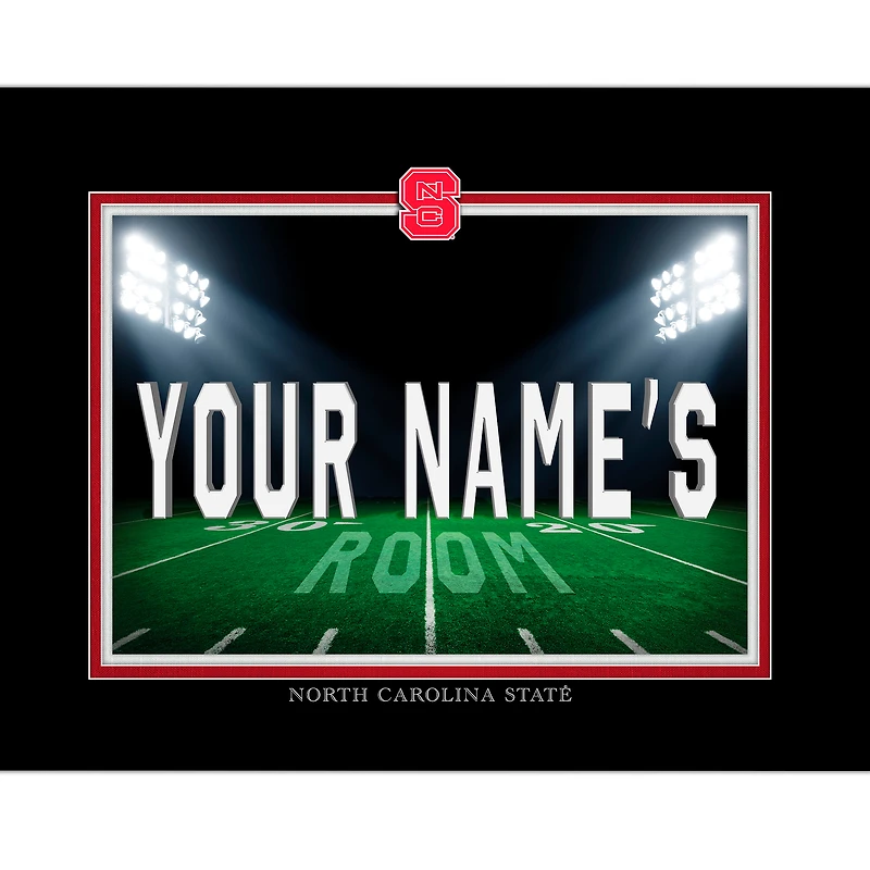 Black NC State Wolfpack 12'' x 16'' Personalized Framed Field Spotlight Print