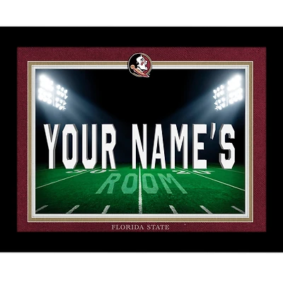 Black Florida State Seminoles 12'' x 16'' Personalized Framed Field Spotlight Print