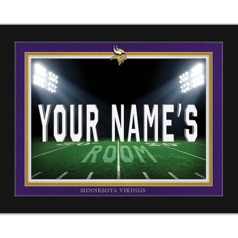 Black Minnesota Vikings 12'' x 16'' Personalized Framed Field Spotlight Print