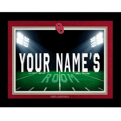 Black Oklahoma Sooners 12'' x 16'' Personalized Framed Field Spotlight Print
