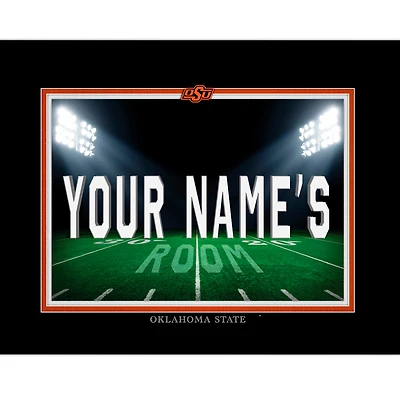 Black Oklahoma State Cowboys 12'' x 16'' Personalized Framed Field Spotlight Print
