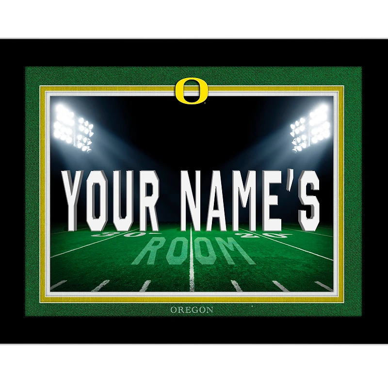 Black Oregon Ducks 12'' x 16'' Personalized Framed Field Spotlight Print