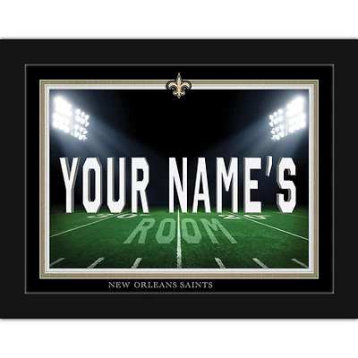 Black New Orleans Saints 12'' x 16'' Personalized Framed Field Spotlight Print
