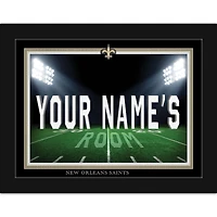 Black New Orleans Saints 12'' x 16'' Personalized Framed Field Spotlight Print