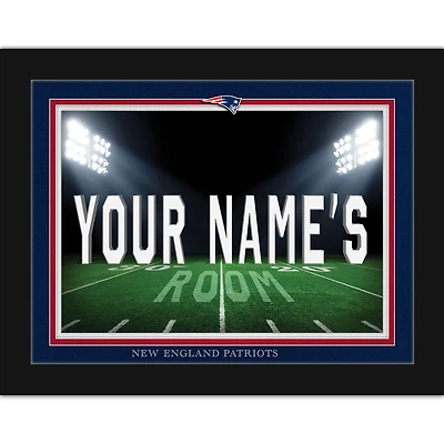 Black New England Patriots 12'' x 16'' Personalized Framed Field Spotlight Print