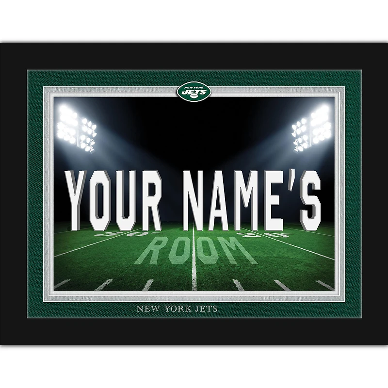 Black New York Jets 12'' x 16'' Personalized Framed Field Spotlight Print