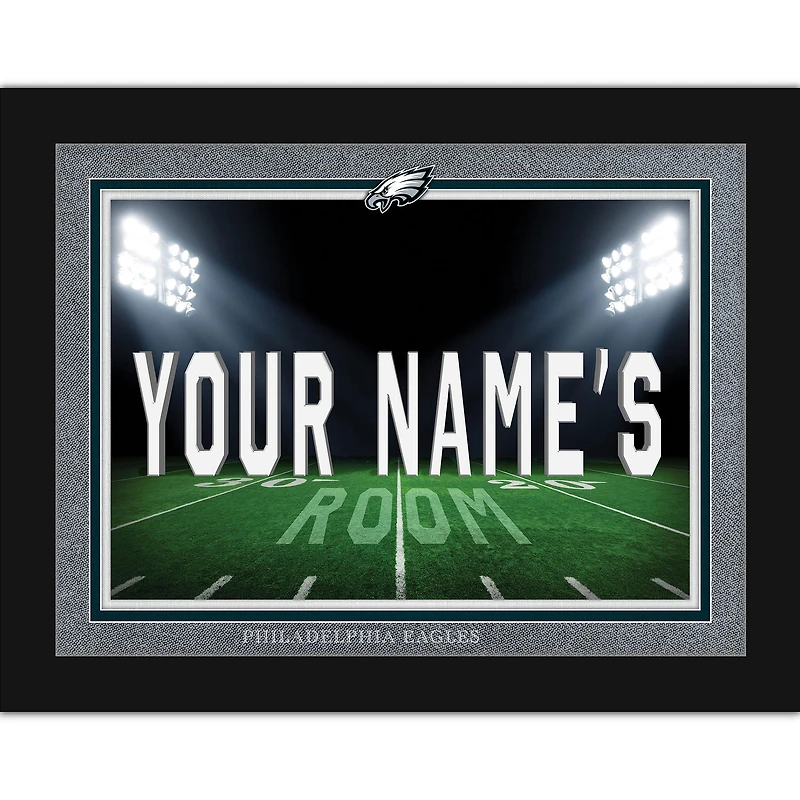 Black Philadelphia Eagles 12'' x 16'' Personalized Framed Field Spotlight Print