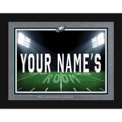 Black Philadelphia Eagles 12'' x 16'' Personalized Framed Field Spotlight Print