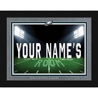 Black Philadelphia Eagles 12'' x 16'' Personalized Framed Field Spotlight Print
