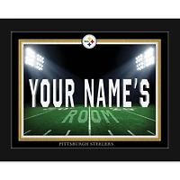 Black Pittsburgh Steelers 12'' x 16'' Personalized Framed Field Spotlight Print