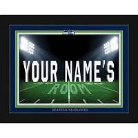 Black Seattle Seahawks 12'' x 16'' Personalized Framed Field Spotlight Print