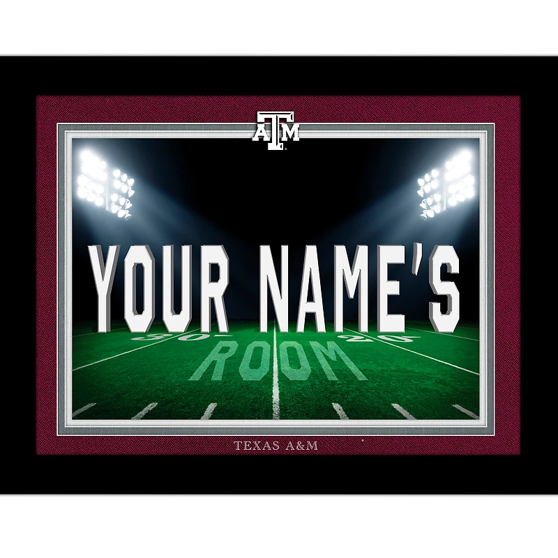 Black Texas A&M Aggies 12'' x 16'' Personalized Framed Field Spotlight Print