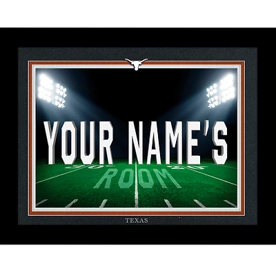 Black Texas Longhorns 12'' x 16'' Personalized Framed Field Spotlight Print