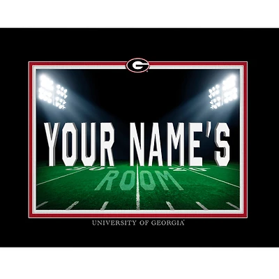 Black Georgia Bulldogs 12'' x 16'' Personalized Framed Field Spotlight Print