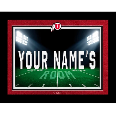 Black Utah Utes 12'' x 16'' Personalized Framed Field Spotlight Print