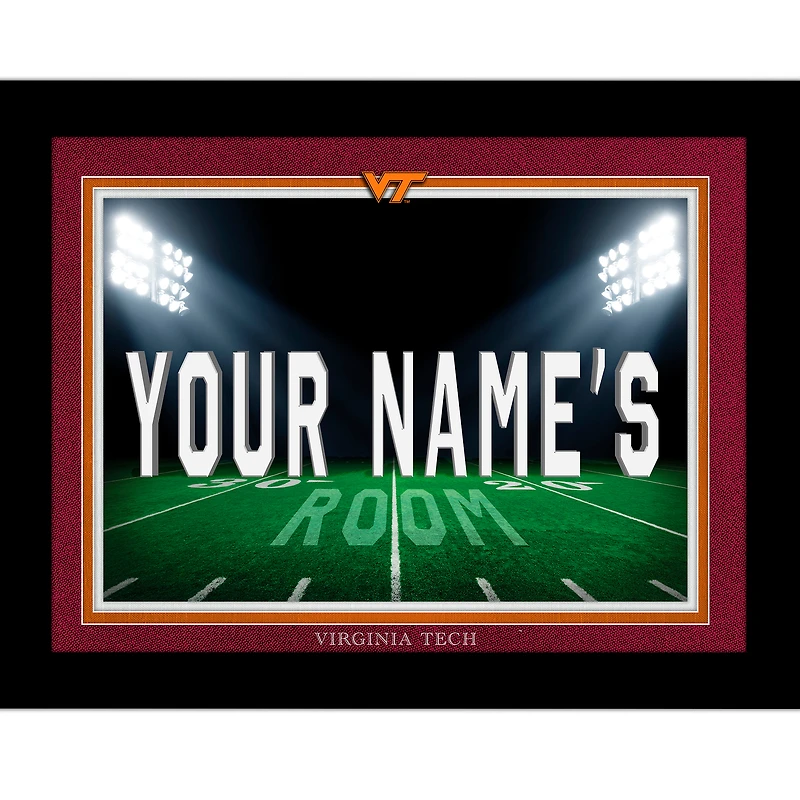 Black Virginia Tech Hokies 12'' x 16'' Personalized Framed Field Spotlight Print