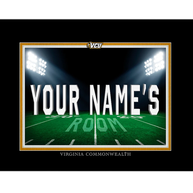 Black VCU Rams 12'' x 16'' Personalized Framed Field Spotlight Print
