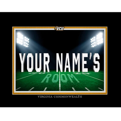 Black VCU Rams 12'' x 16'' Personalized Framed Field Spotlight Print