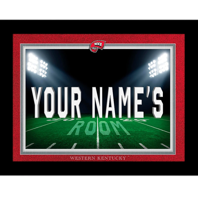 Black Western Kentucky Hilltoppers 12'' x 16'' Personalized Framed Field Spotlight Print
