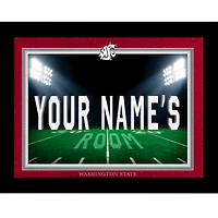 Black Washington State Cougars 12'' x 16'' Personalized Framed Field Spotlight Print