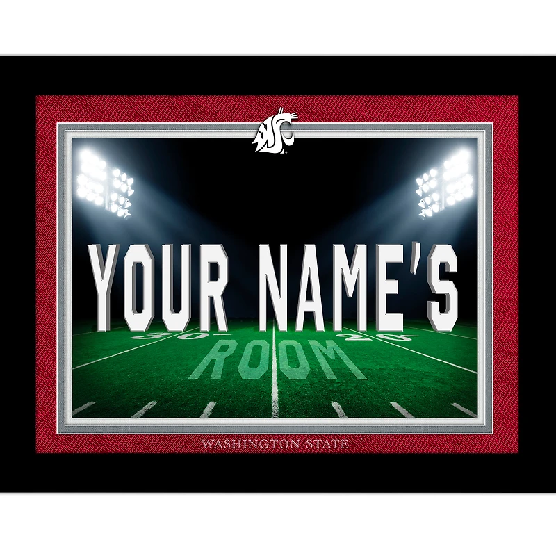 Black Washington State Cougars 12'' x 16'' Personalized Framed Field Spotlight Print
