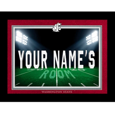 Black Washington State Cougars 12'' x 16'' Personalized Framed Field Spotlight Print