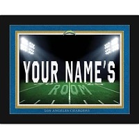 Black Los Angeles Chargers 12'' x 16'' Personalized Framed Field Spotlight Print