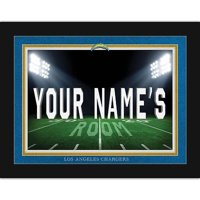 Black Los Angeles Chargers 12'' x 16'' Personalized Framed Field Spotlight Print