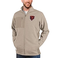 Men's Antigua Oatmeal Chicago Bears Course Full-Zip Jacket