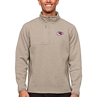 Men's Antigua Oatmeal Kansas City Chiefs Course Quarter-Zip Pullover Top