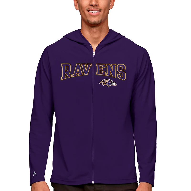 Men's Antigua Purple Baltimore Ravens Legacy Full-Zip Hoodie