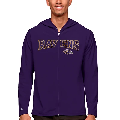 Men's Antigua Purple Baltimore Ravens Legacy Full-Zip Hoodie