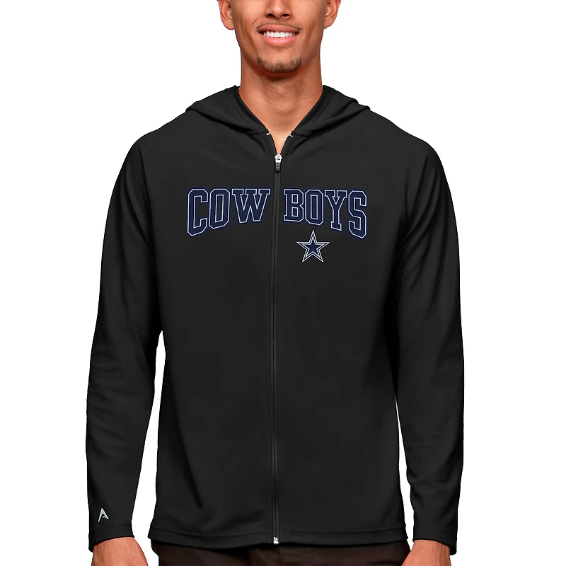 Men's Antigua Black Dallas Cowboys Legacy Full-Zip Hoodie