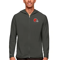 Men's Antigua Charcoal Cleveland Browns Logo Legacy Full-Zip Hoodie