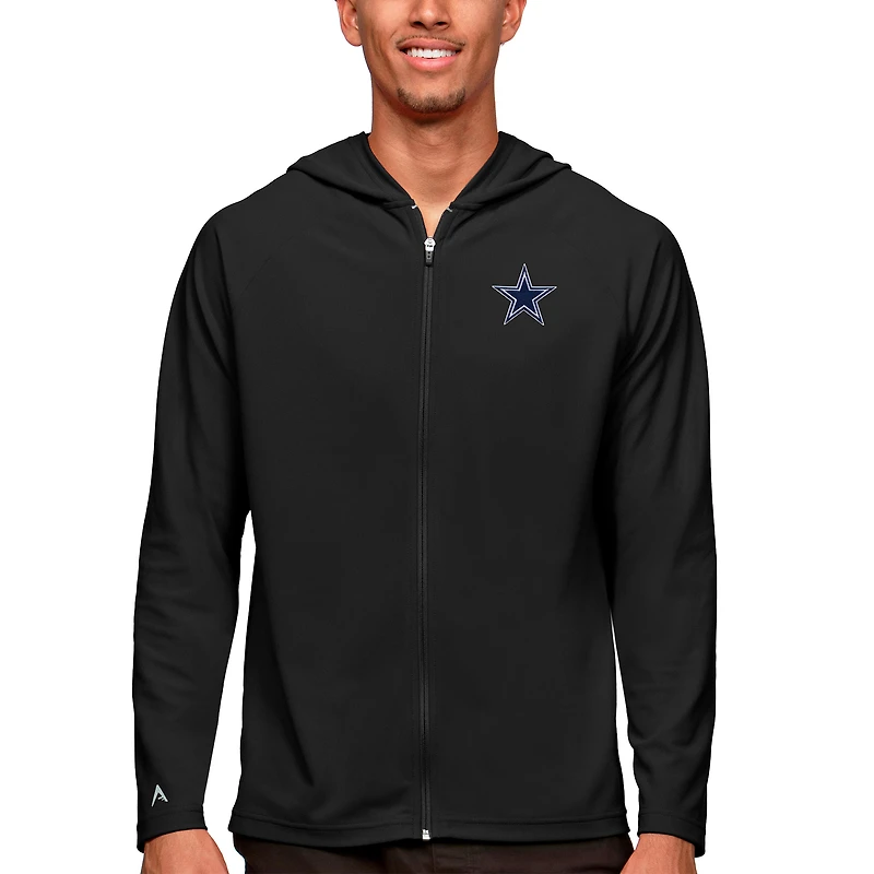 Men's Antigua Black Dallas Cowboys Logo Legacy Full-Zip Hoodie