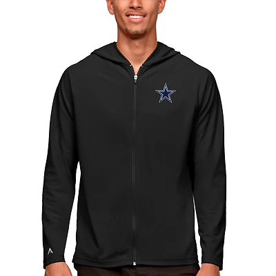 Men's Antigua Black Dallas Cowboys Logo Legacy Full-Zip Hoodie