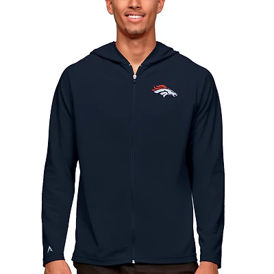 Men's Antigua Navy Denver Broncos Logo Legacy Full-Zip Hoodie