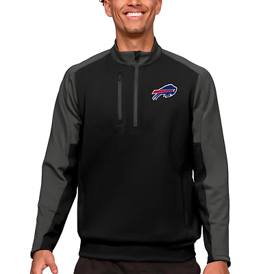 Men's Antigua Black Buffalo Bills Team Quarter-Zip Pullover Top