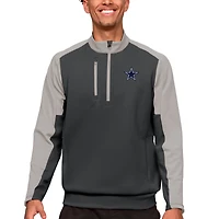 Men's Antigua Charcoal Dallas Cowboys Team Quarter-Zip Pullover Top