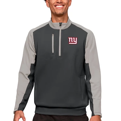 Men's Antigua Charcoal New York Giants Team Quarter-Zip Pullover Top