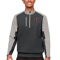 Men's Antigua Charcoal Tampa Bay Buccaneers Team Quarter-Zip Pullover Top