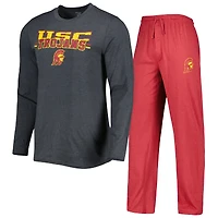Men's Concepts Sport Cardinal/Charcoal USC Trojans Meter Long Sleeve Top & Pants Sleep Set