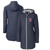 Women's Cutter & Buck Heathered Navy St. Louis Cardinals Rainier Primaloft Eco Full-Zip Hoodie Long Coat