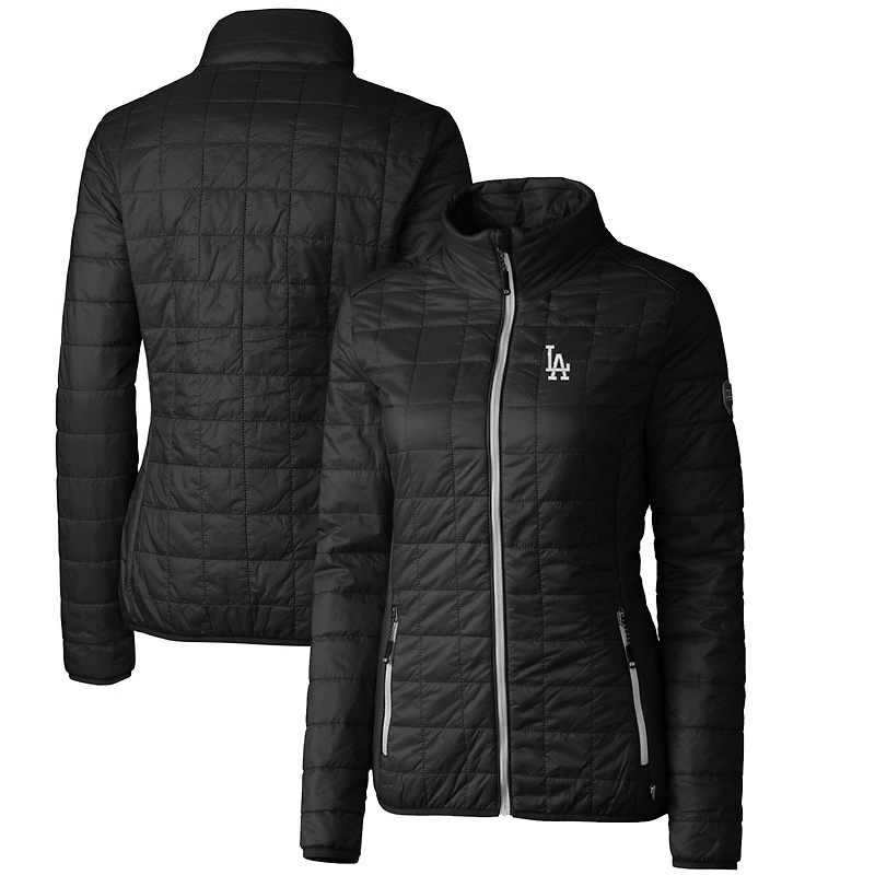 Women's Cutter & Buck Black Los Angeles Dodgers Rainier PrimaLoft Eco Full-Zip Puffer Jacket
