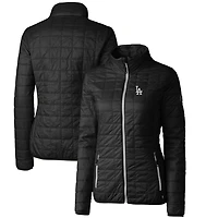 Women's Cutter & Buck Black Los Angeles Dodgers Rainier PrimaLoft Eco Full-Zip Puffer Jacket