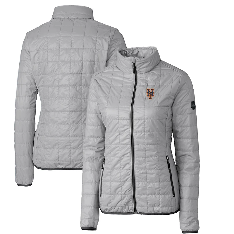 Women's Cutter & Buck Gray New York Mets Rainier PrimaLoft Eco Full-Zip Puffer Jacket