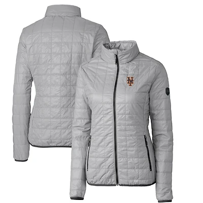 Women's Cutter & Buck Gray New York Mets Rainier PrimaLoft Eco Full-Zip Puffer Jacket